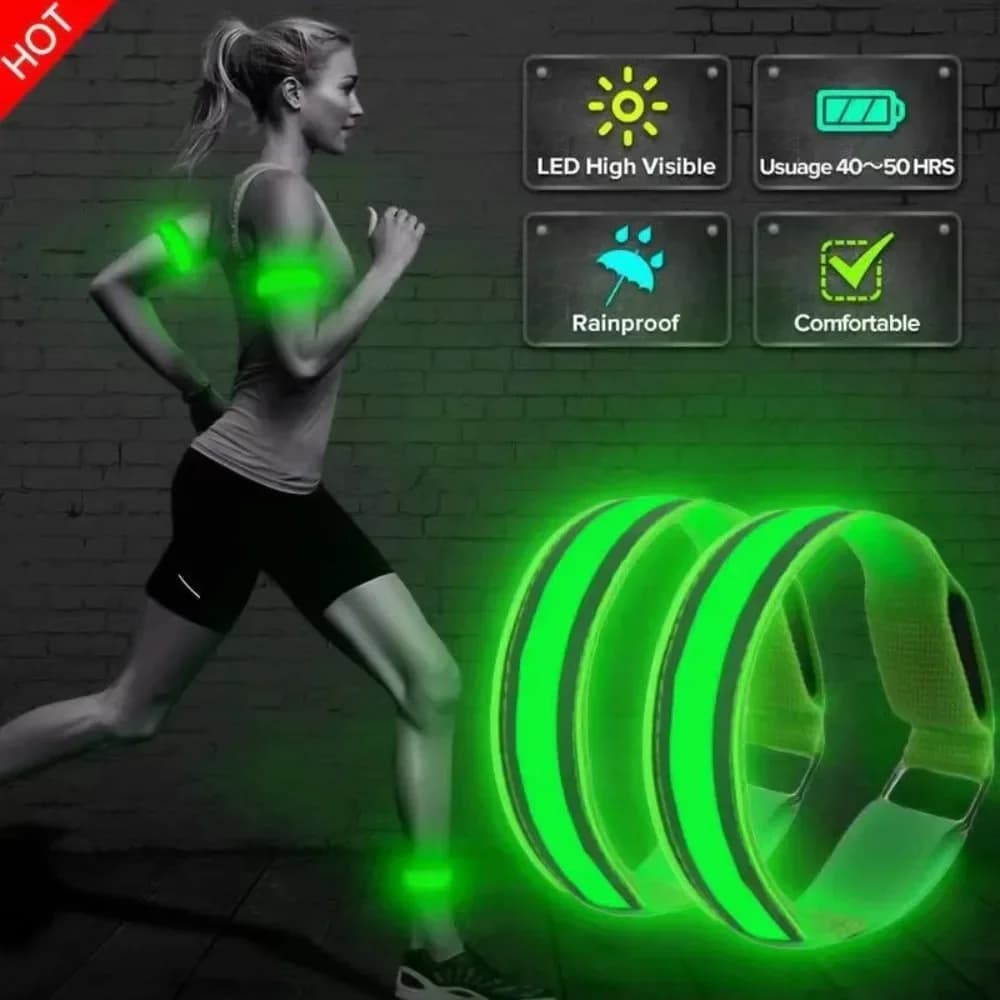 USB Rechargeable Safety Belt, Arm, Leg, Warning, Bracelet, Cycling, Bike, Bicycle, Light, Outdoor Sports, Night Running, Arm Band, LED Lamp