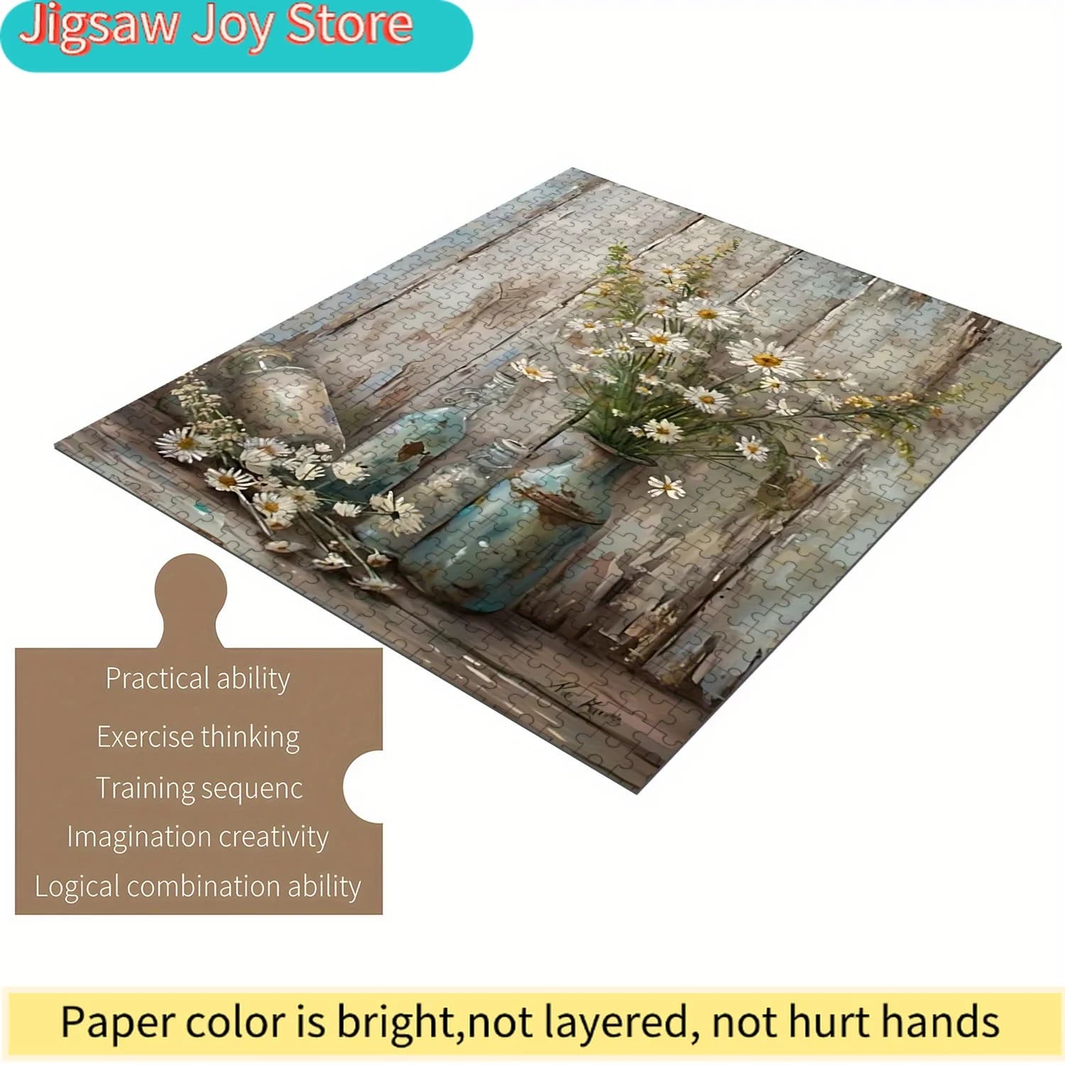 Puzzle in legno adatto ad adulti e famiglie - Sfida Fiori Rurali: Stimola il cervello con pezzi portatili e resistenti ai graffi, per