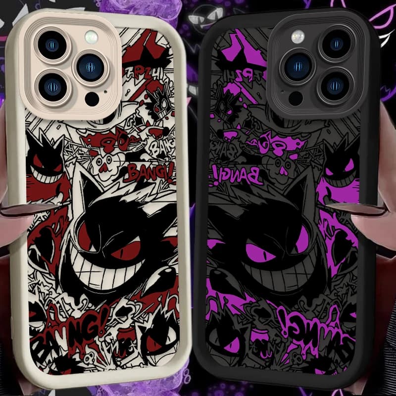 Silicone Phone Case P-Pokemon Gengar Graffiti for iPhone 17 Air 16 16E 15 14 13 12 11 Pro Max XS X S Max XR SE 2020 SE4 7 8