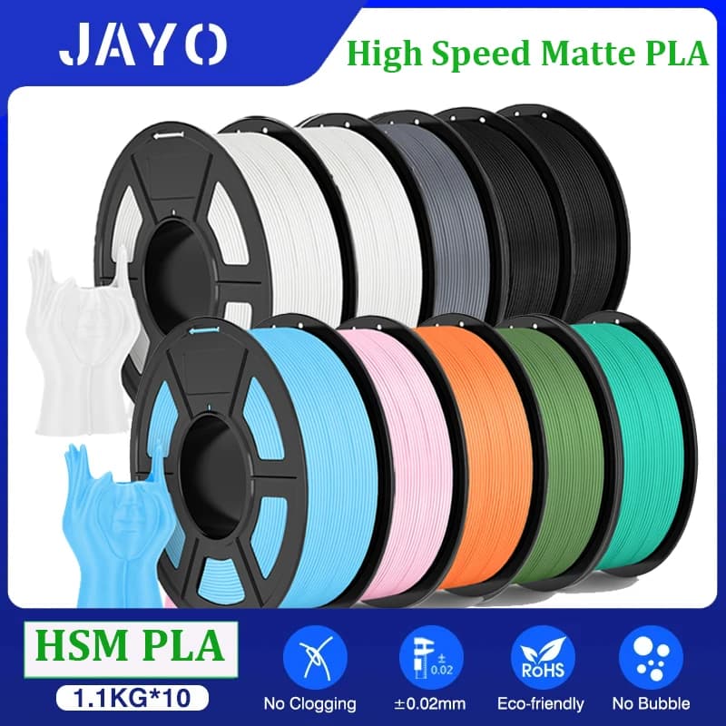 JAYO high speed PLA opaque 10 HSMPLA rolls Mixed lining in more colors 175 mm Non-toxic No bubbles Suitable for 3D printing