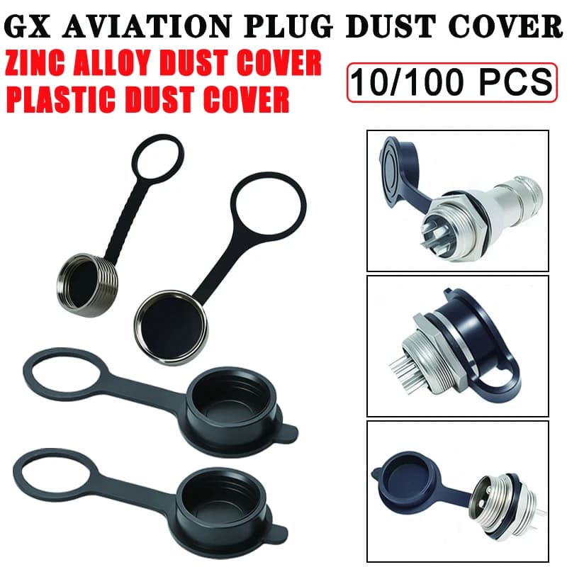 10 Pz GX16 GX12 GX20 Spina Aviazione Connettore Tappo Antipolvere In Gomma Metallo Plastica Filettato Tappo Antipolvere Impermeabile Copertura Protettiva