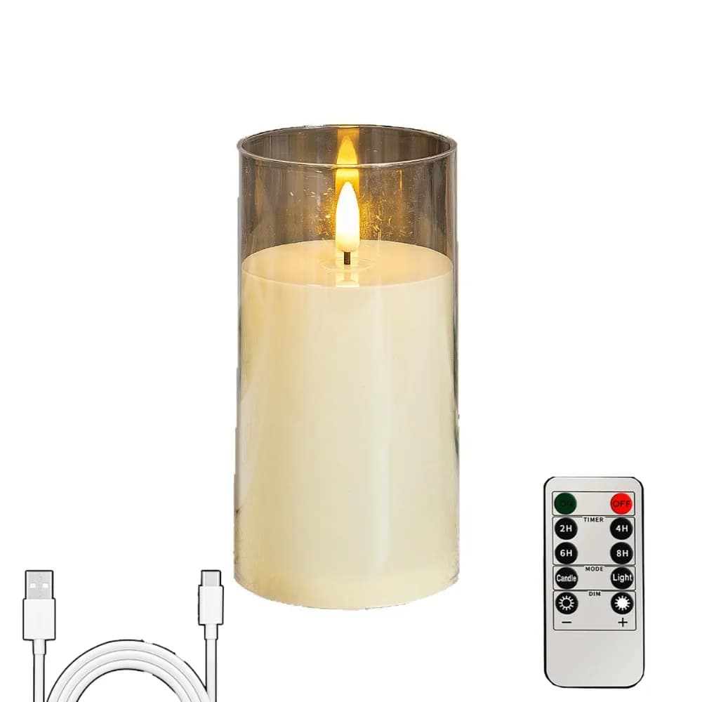 Candele senza fiamma a LED ricaricabili Sfarfallio realistico con candele elettroniche telecomandate Testa oscillante con guscio di candela trasparente