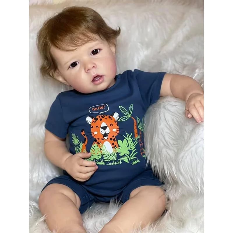 50 cm Reborn Bambino Neonato Liam Panno Corpo Immagine Reale Bambola dipinta a mano con pelle 3D Vene visibili con capelli radicati Regalo per bambini