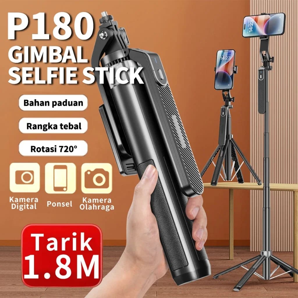 Nuovo P180/P185 Selfie Stick Quadriod 1.8m Allungabile Anti-Shake Selfie Stick con Maniglia di Equilibrio 1/4 "Vite per GoPro/Insta360