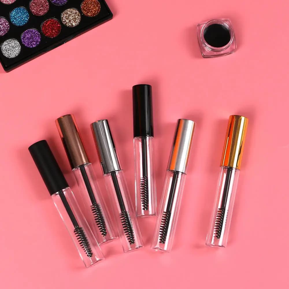 10ml vacuum mascara tube for liquid bottle for eyelashes with 9 color cap reusable bottles for makeup