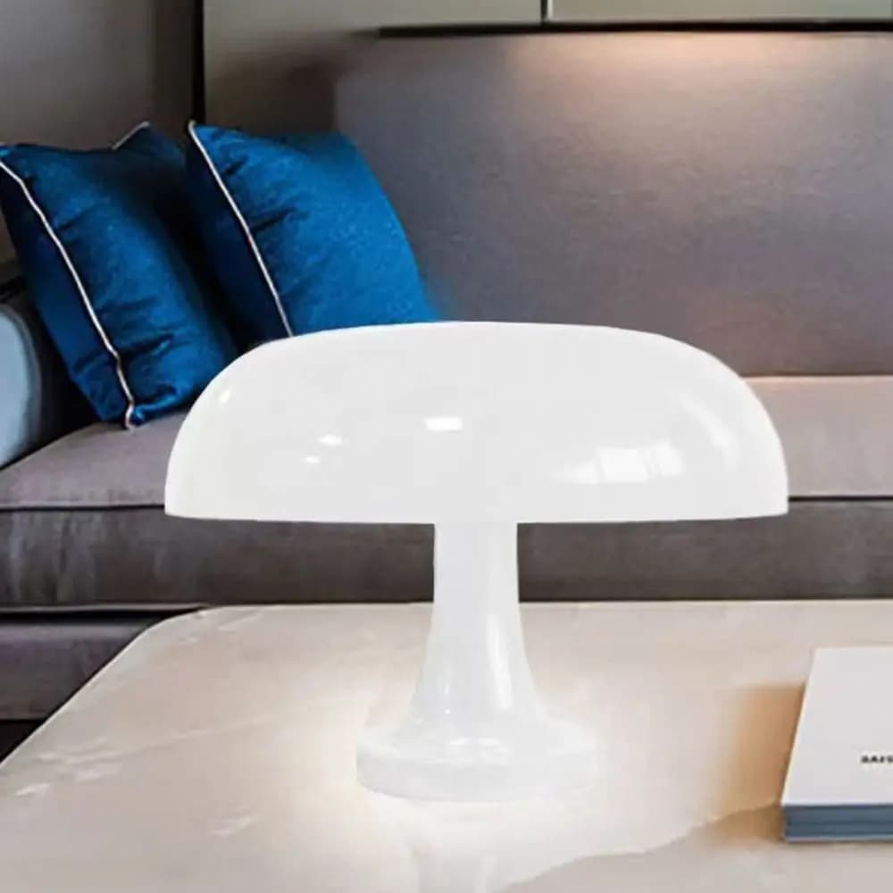 Lampada da Tavolo Minimalista a LED a Forma di Fungo, Illuminazione Decorativa da Comodino, Luce d'Atmosfera Dimmerabile con Presa USB per Soggiorno