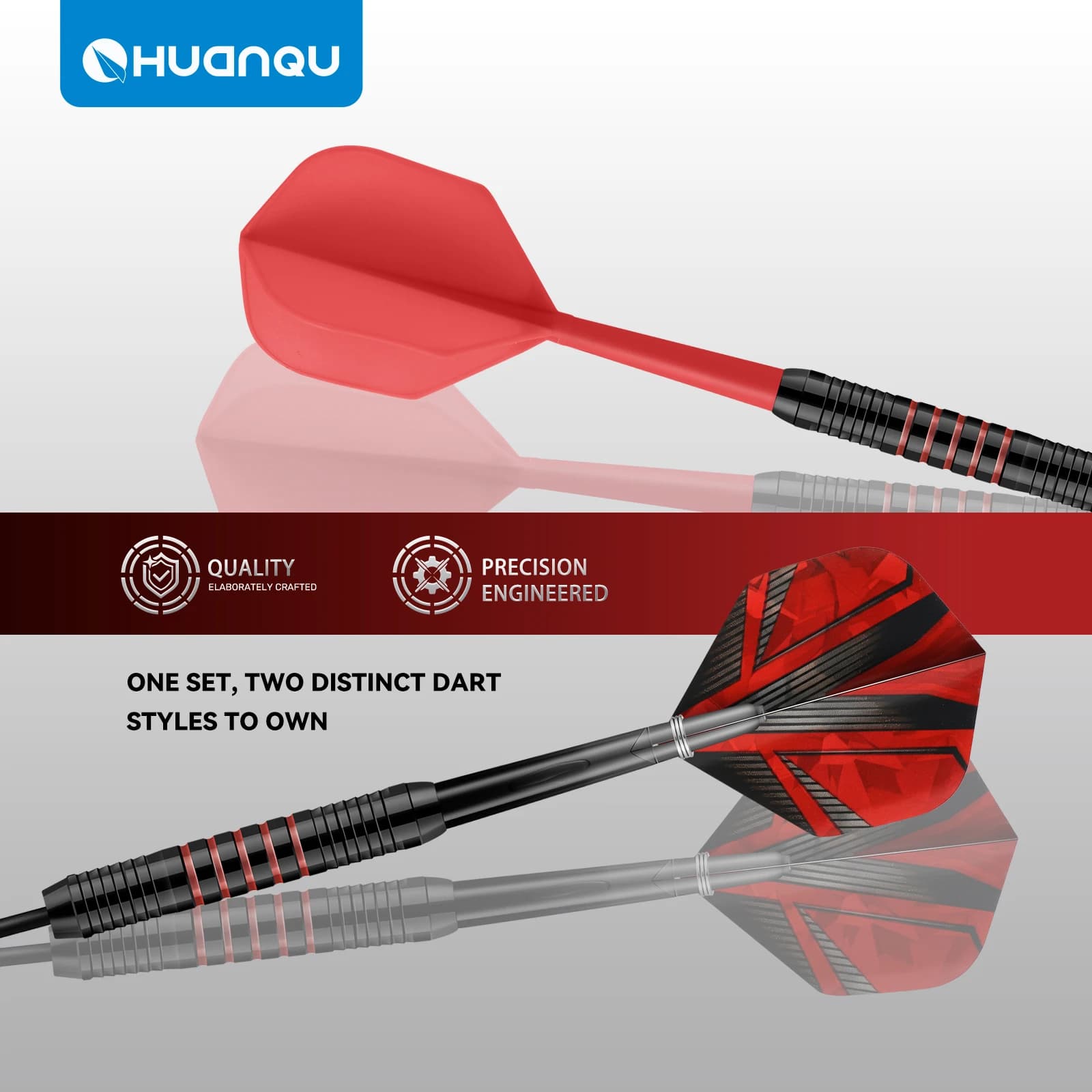 Set di freccette Huanqu di alta qualità per competizioni professionali, freccette con punta rigida per intrattenimento per adulti e sport indoor, gioco di lancio al bersaglio, include alette e gambe di ricambio per le freccette, e una scatola portaoggetti portatile, la prima scelta per gli appassionati di freccette, perfetto per regali di Natale e compleanno.