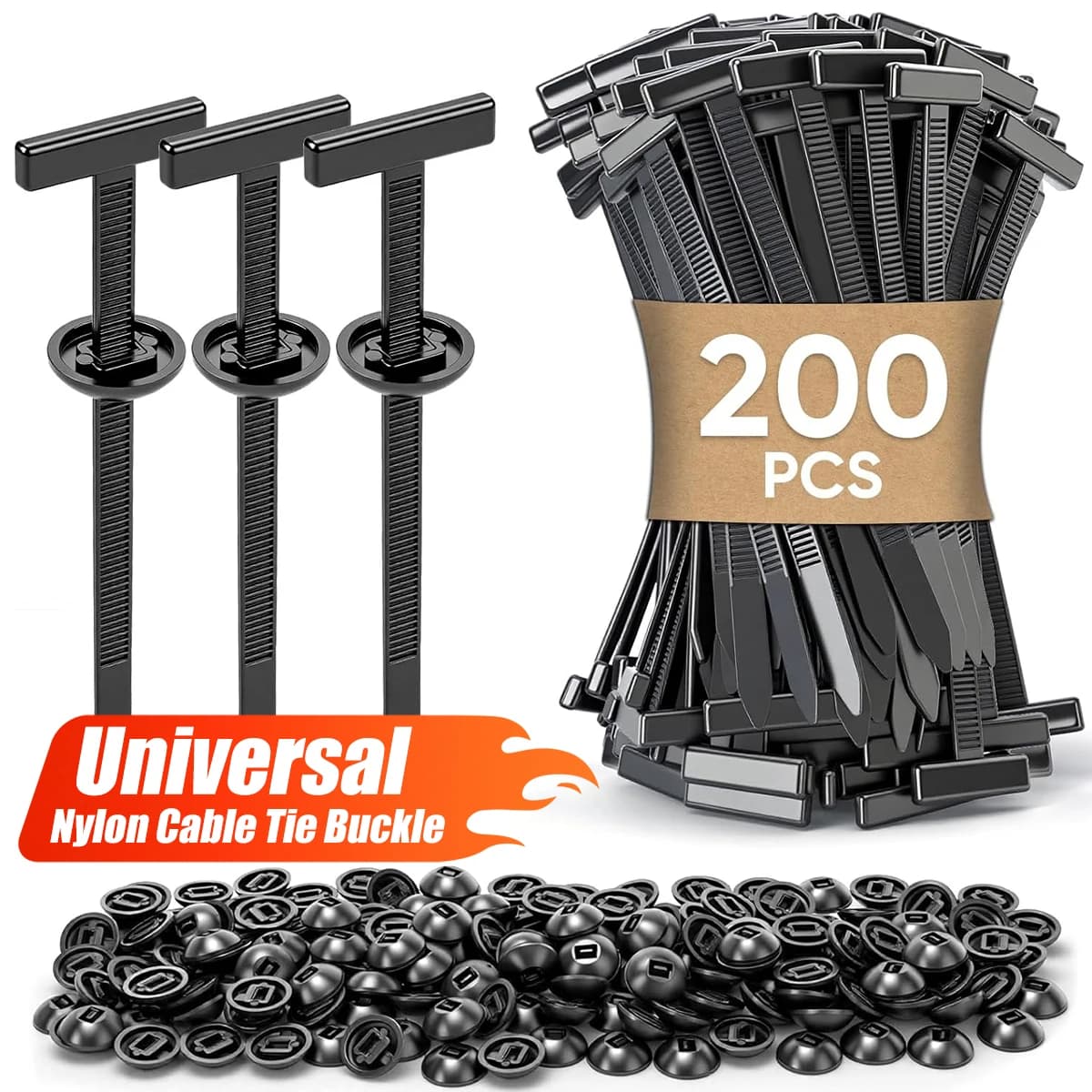 10/200 pz Universale Autobloccante Auto Nylon Fascette Fibbie Heavy Duty Zip Fascette Spille Pulsante di Fissaggio Auto Fascette resistenti ai raggi UV