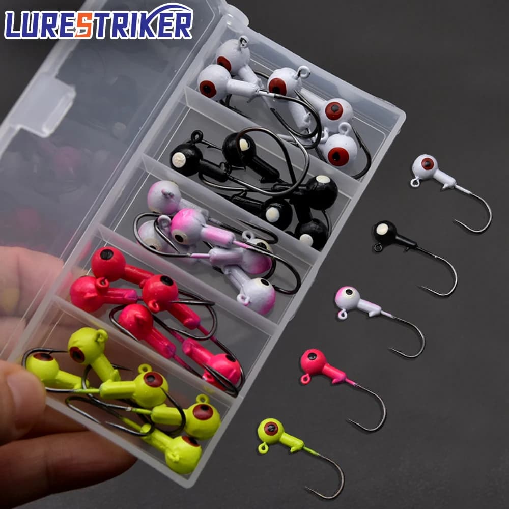 Lurestiker 3.5g 25 pieces a box head jig hook head, hook handle bass luccio equipment, love fishing colorful equipment