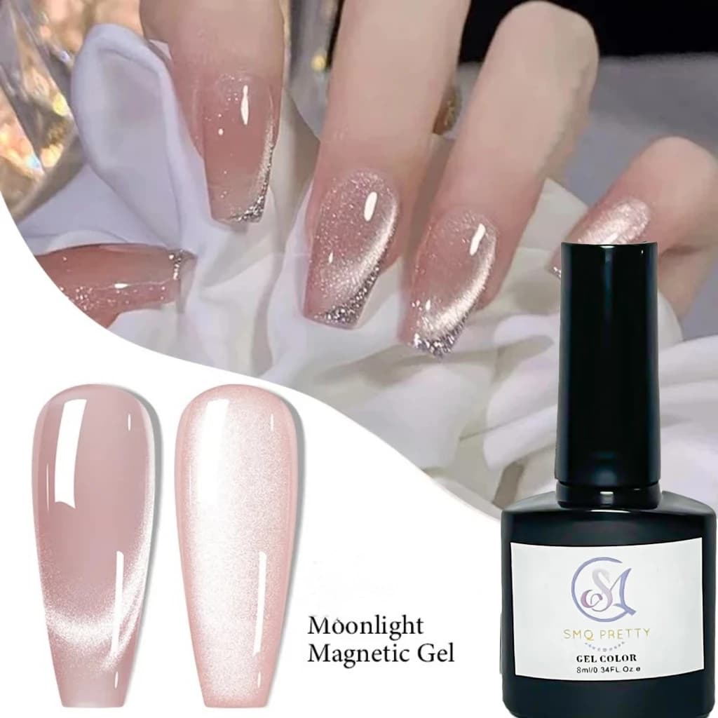 Moonlight Cat Magnetic Nail Gel Nail Polish 8 ml Glitter Pink Silver Semi Permanent for nail art in French style UV/LED Gel Polish