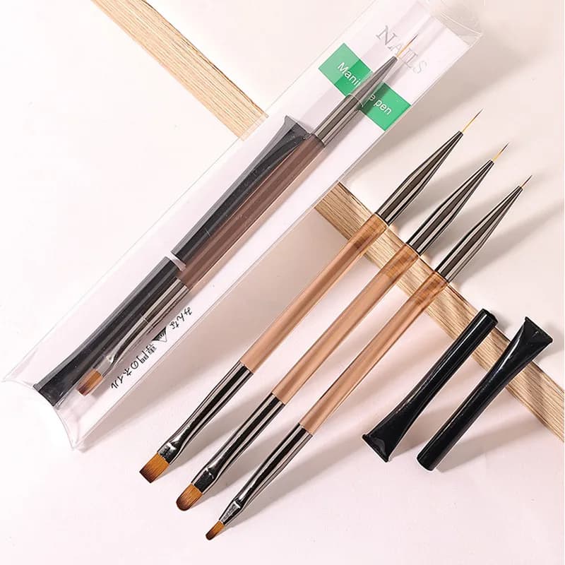 Pennello per unghie in acrilico a doppia testa per disegno Pennello per fodera Pennello per pittura Pennello per gel Pennello per nail art in cristallo Manicure
