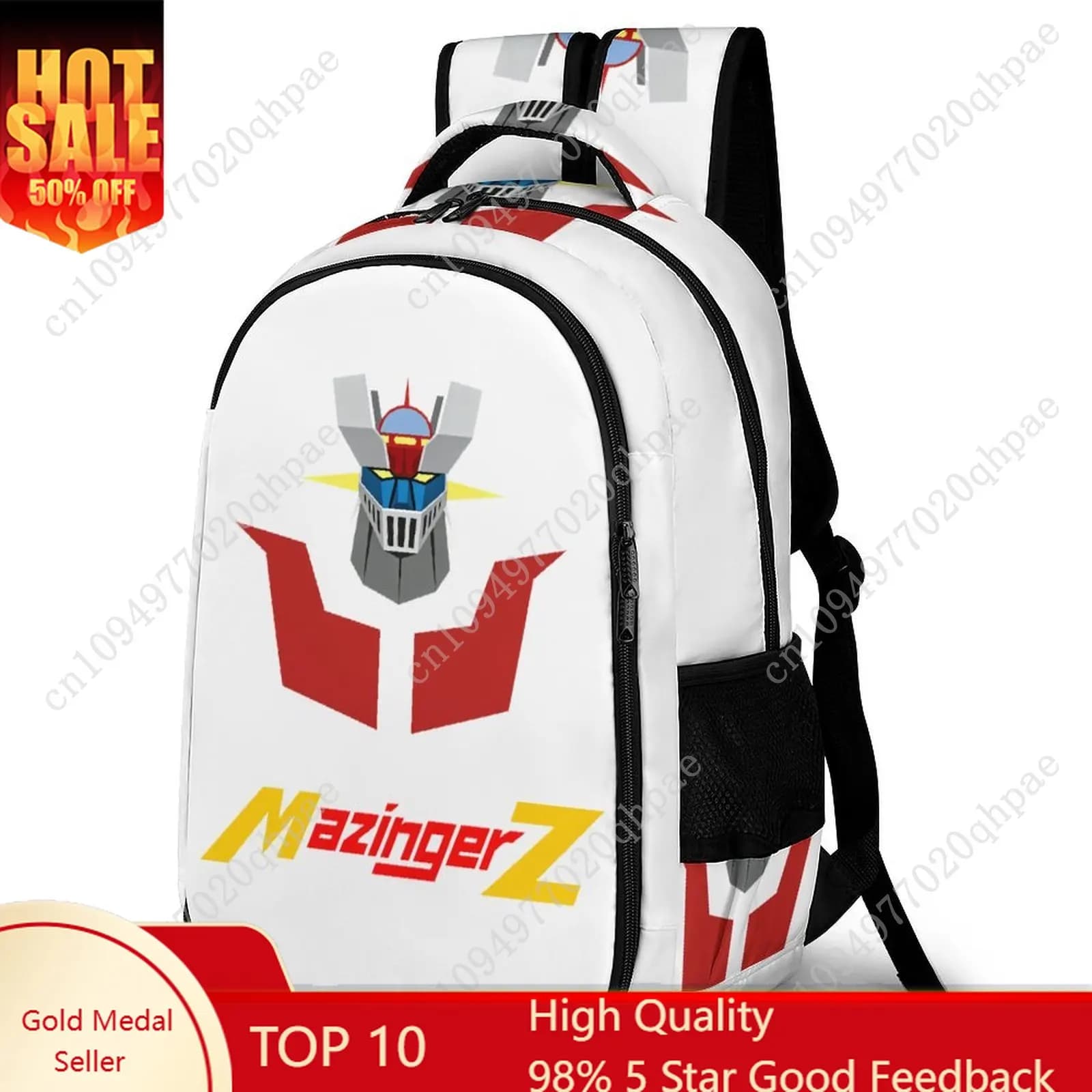 Zaino scolastico per bambini Mazinger Z per ragazzi e ragazze, di alta qualità, con tasche per viaggi e affari, personalizzabile, regalo personalizzato