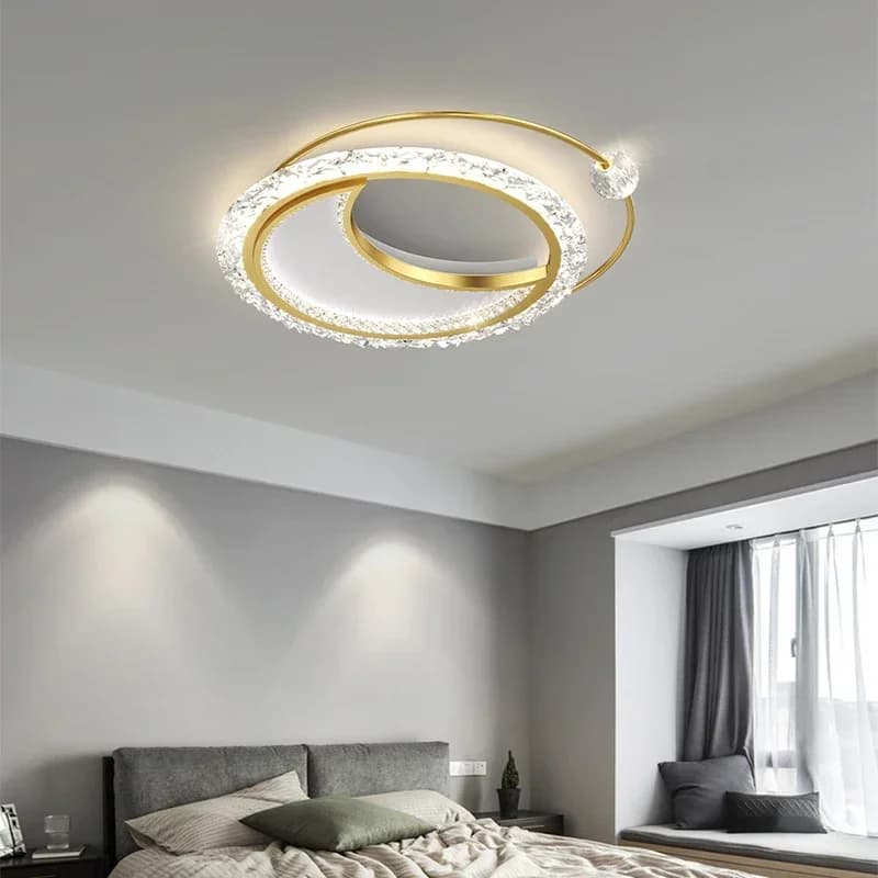 Lampada da soffitto moderna e minimalista a LED rotonda in acrilico Atmosfera di moda per la casa Lampadari dorati Lampada da camera da letto creativa nordica