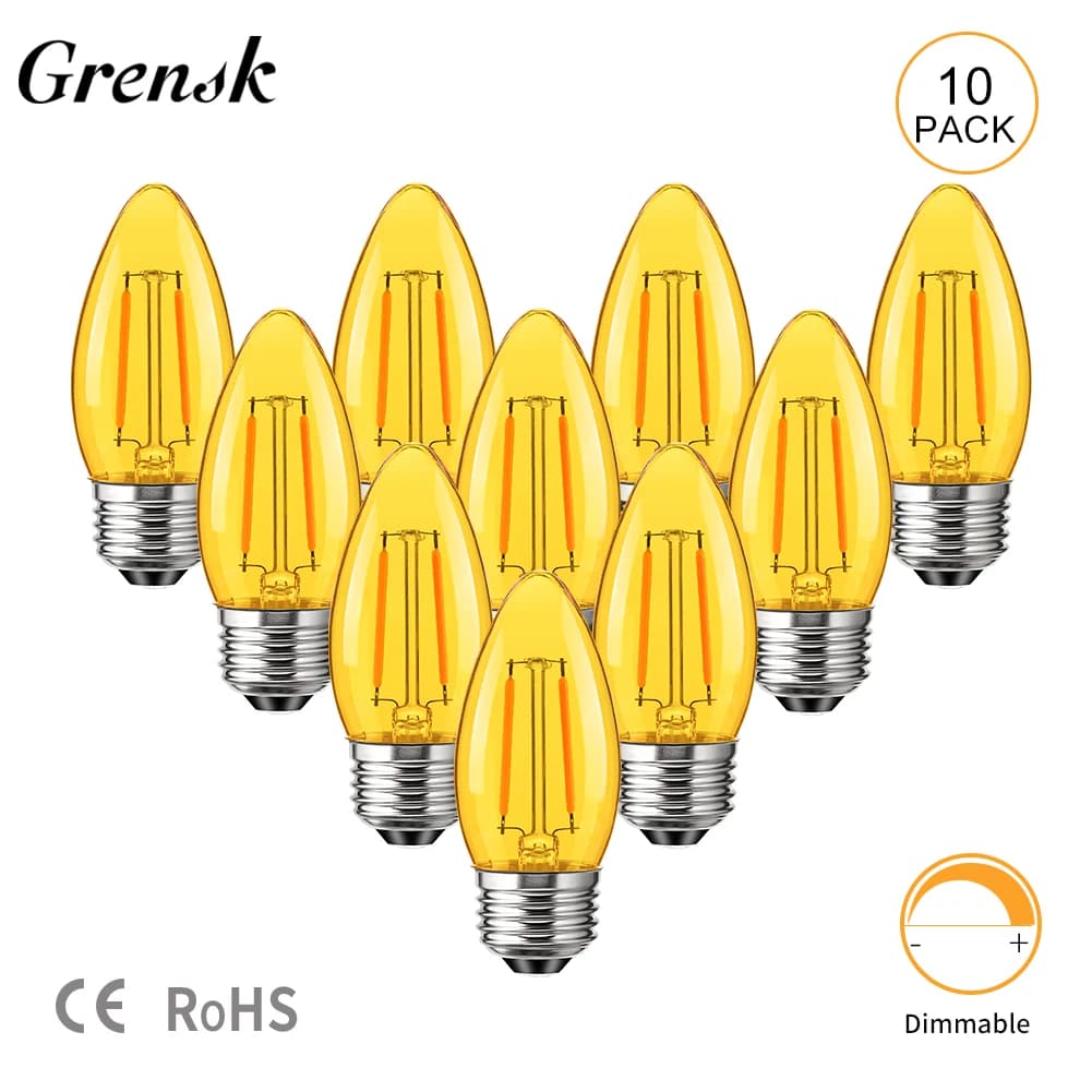 Lampadina a filamento LED vintage C35 Base E27 2W Candela Lampada Edison Ambra Arancione Vetro 2000k 220V Lampadario a sospensione Lampadine di ricambio