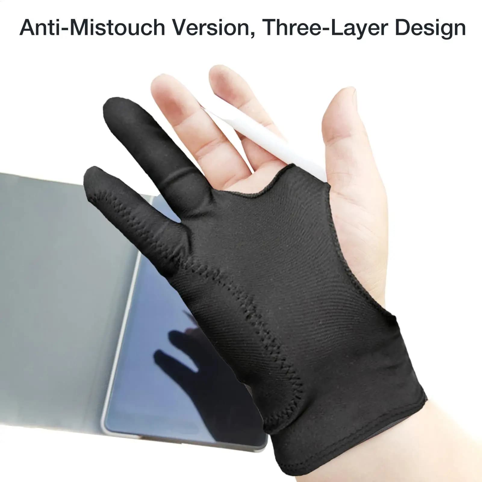 Drawing Gloves Palm Rejection Two Finger Hand Gloves for Tablet Digital Board Screen Touch Drawing Anti-touch Artist Glove