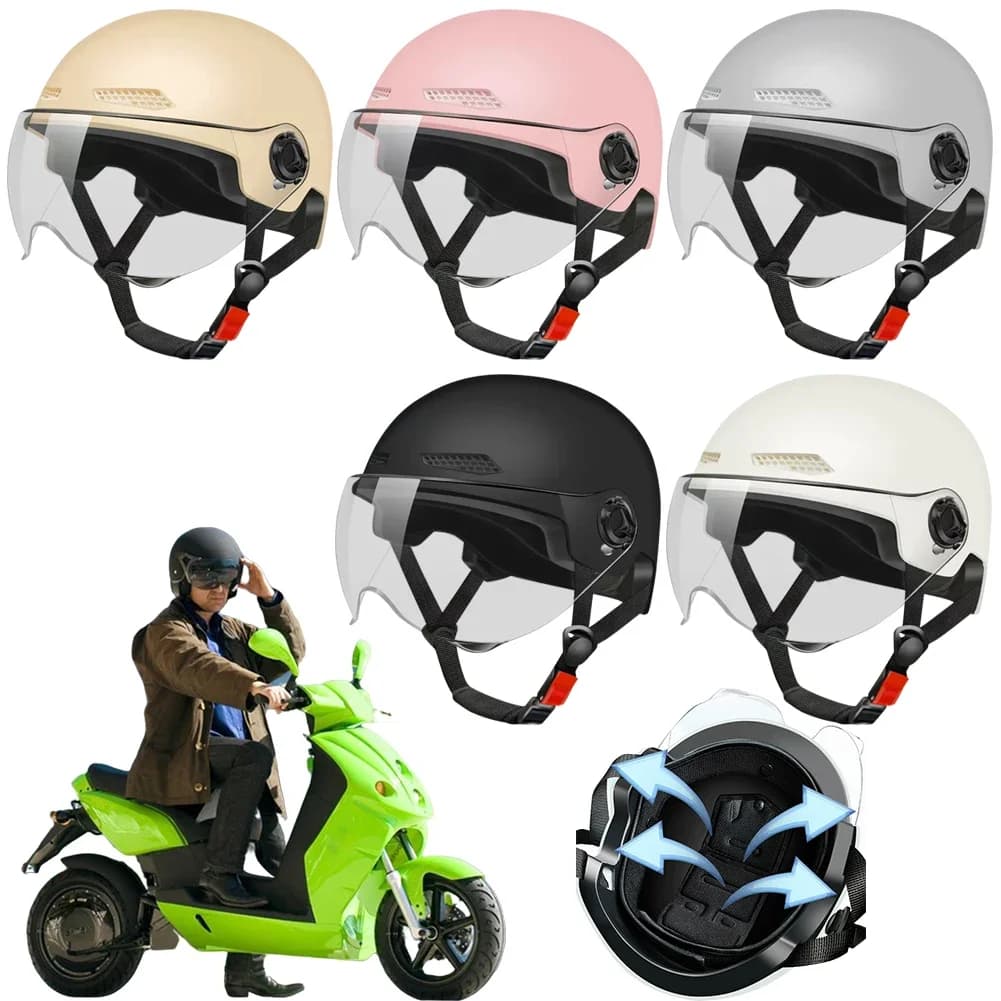 Electric Vehicle Helmets Certificated Points for Electric Motorcycles Man Woman Solar Protection Four Seasons Half Light Electric Bike