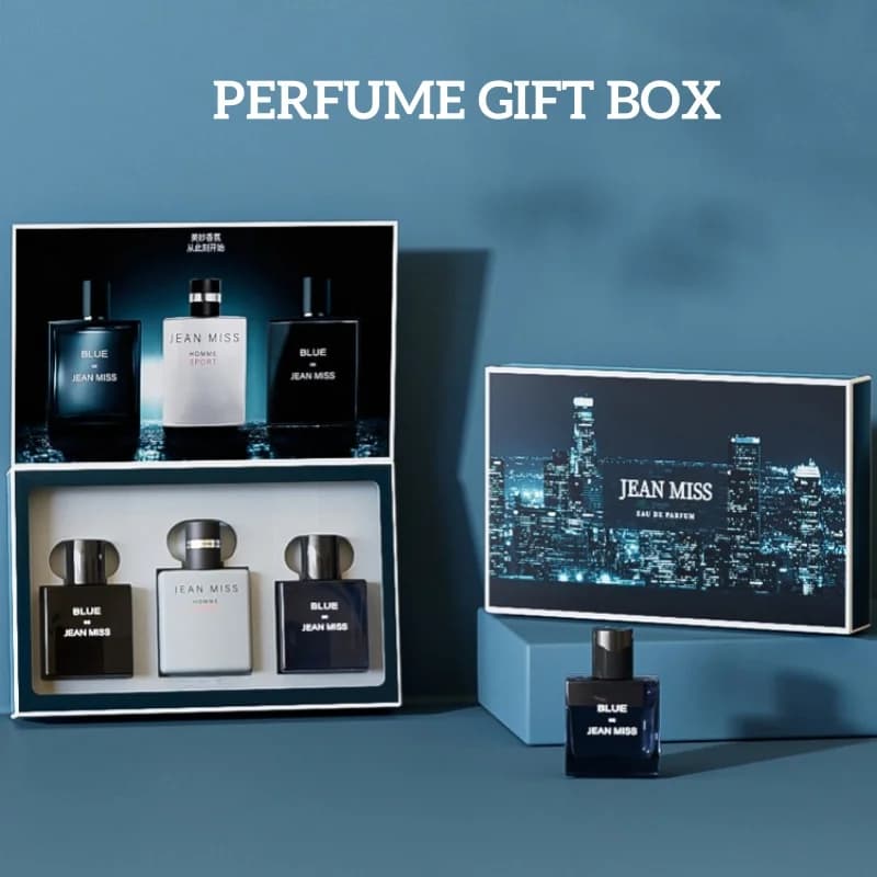 Confezione regalo di profumo da uomo di fascia alta Set da 3 pezzi Fresh Woody Notes Eau De Toilette Fragranza duratura Spray per il corpo Profumo da uomo muscolare