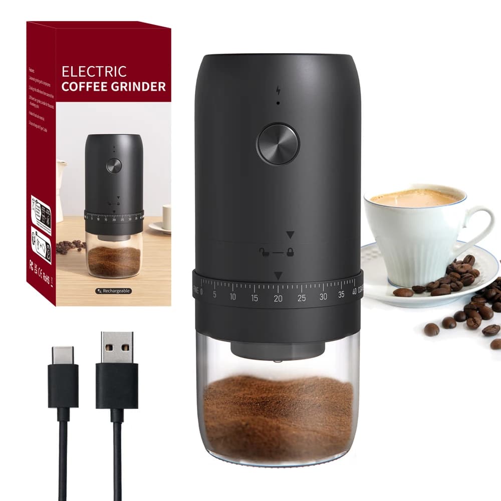Nuovo macinacaffè elettrico portatile USB 40 marce smerigliatrici ricaricabili regolabili esterne mini macchina da caffè per uso domestico