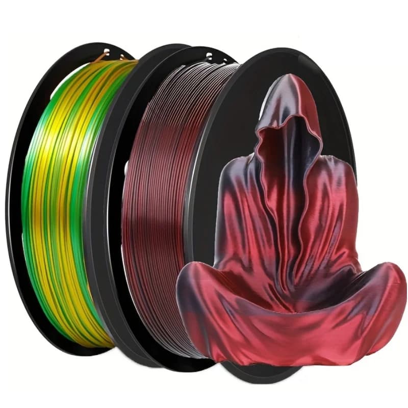 Filament Bicolored Silk 1.75mm 1kg 500g 250g Materials for 3D Printer Filament Plastic Polished Color 2 in 1 Red Black Pack