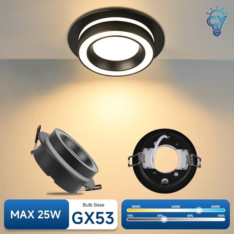 Faretto LED da Incasso 25W, Sostituzione Lampadina GX53, Luce da Soffitto per Soggiorno, Camera da Letto, Cucina, Rotondo per Interni