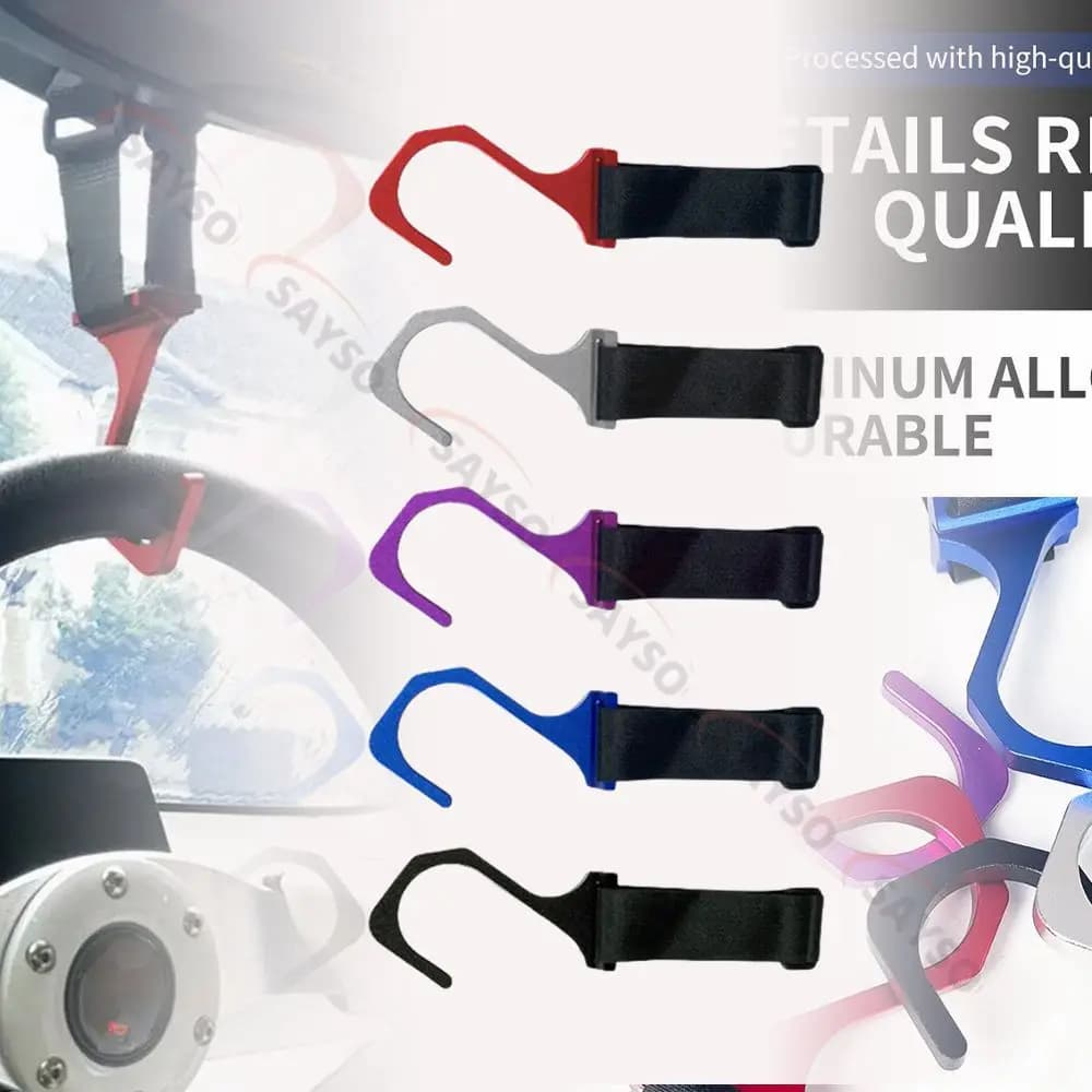 Gancio per volante in alluminio con cinturino in nylon regolabile, modifica montata su auto