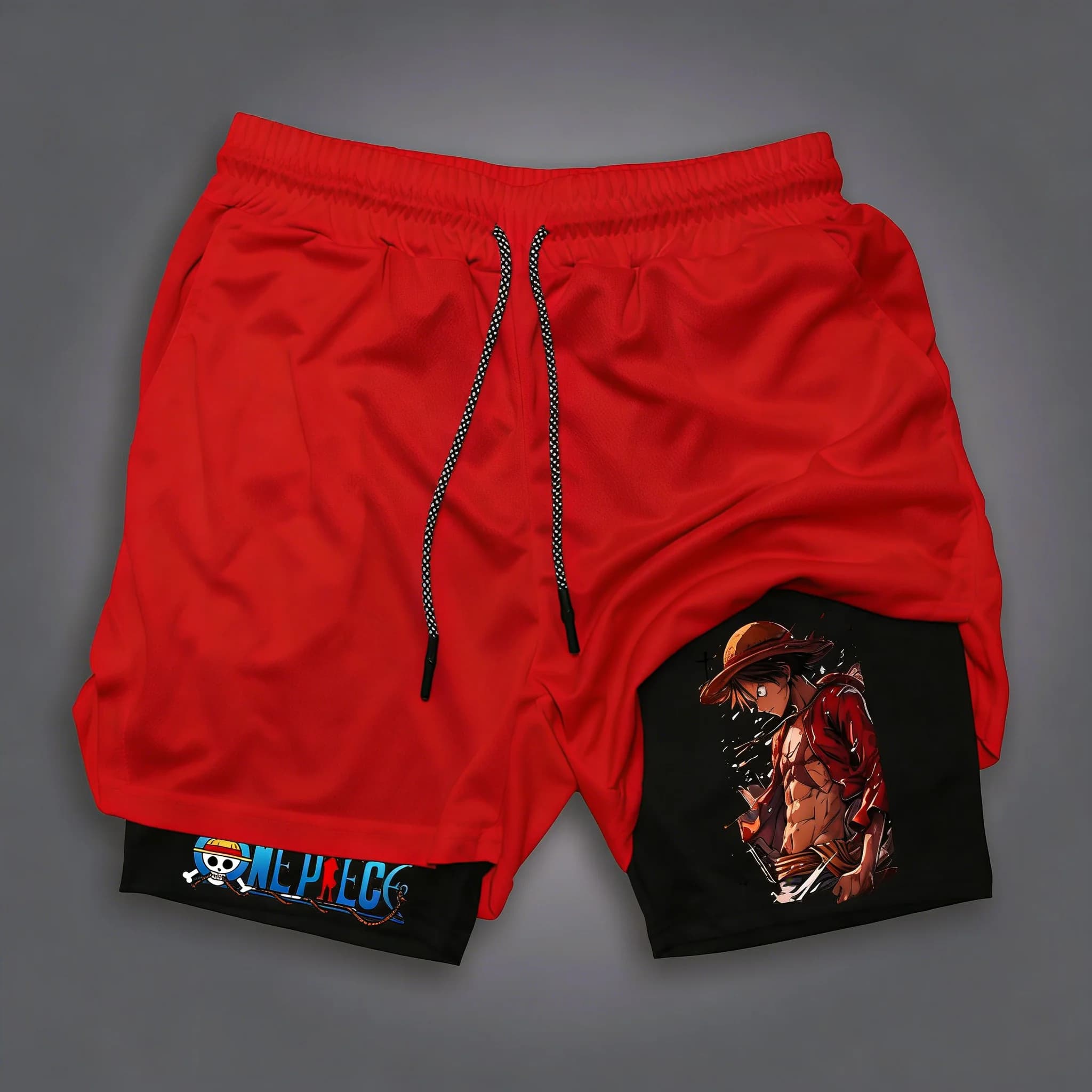 Pantaloncini Sportivi ONE PIECE Anime 2026 Unisex Estivi Nuovi da Tennis e Nuoto Traspiranti ad Asciugatura Rapida 2-in-1 a Doppio Strato