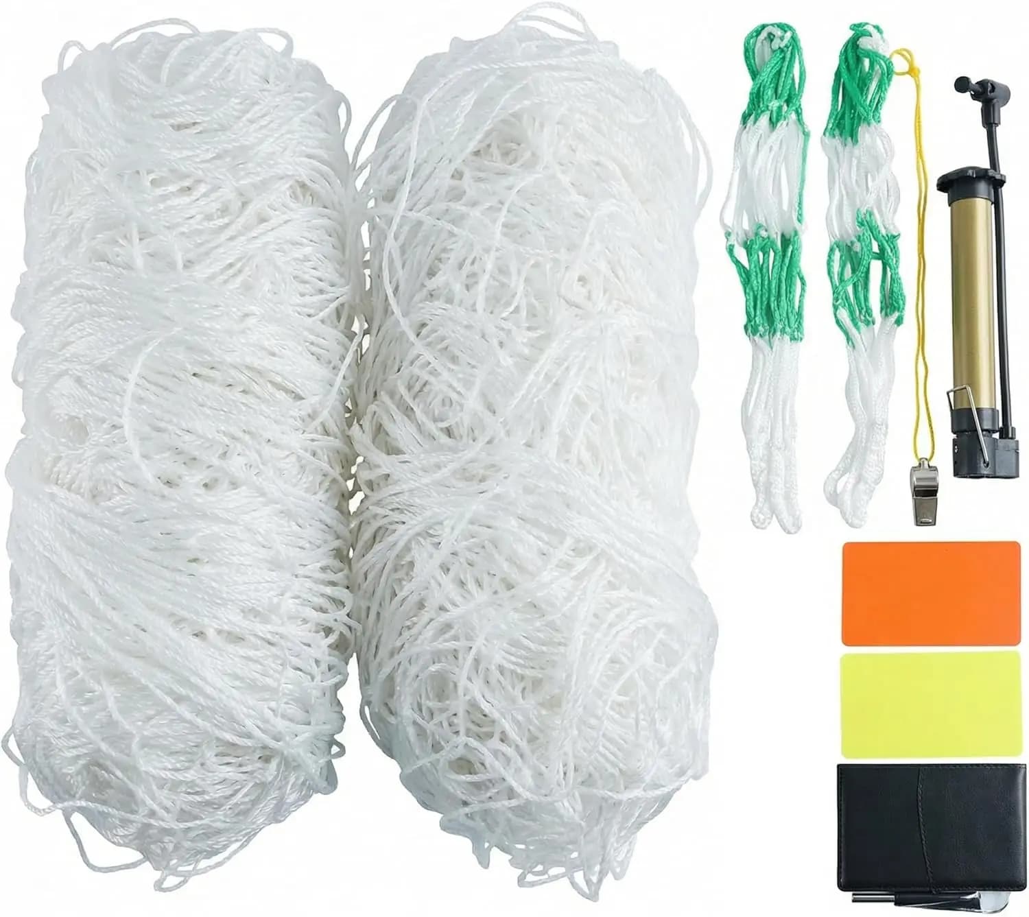 Set of 2 Football Networks, 24x8FT, 20x6.5FT, 10x6.5FT in Polyethylene and Polyester - Set of Reti Resistent Natural Size