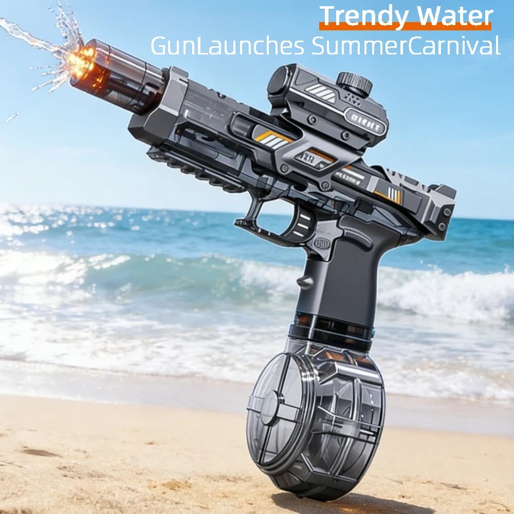 Nuova Pistola ad Acqua Elettrica a Impulsi 2026 con Sensore di Fiamma e Luce, Completamente Automatica, Giocattolo per Battaglie d'Acqua, Giocattoli da Spiaggia per Adulti