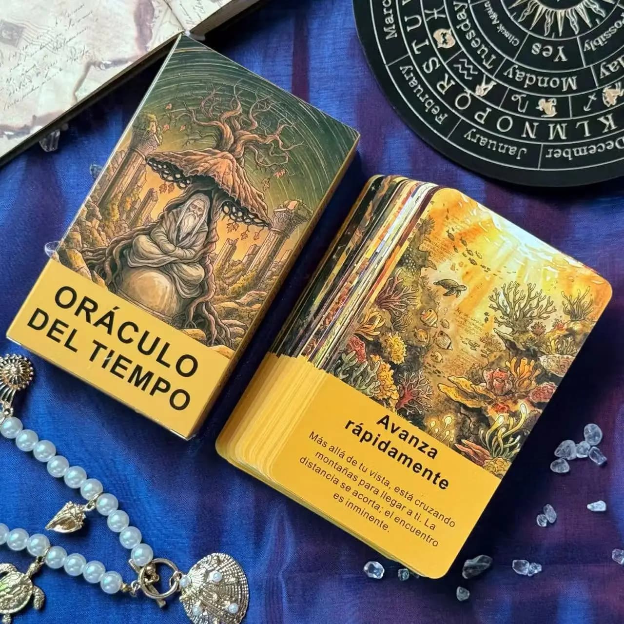 Mazzo di carte Oracle spagnole, tema tempo, 54 carte originali, lettura e guida personale, giochi di carte, carte dei Tarocchi, 12*7 cm, 14+