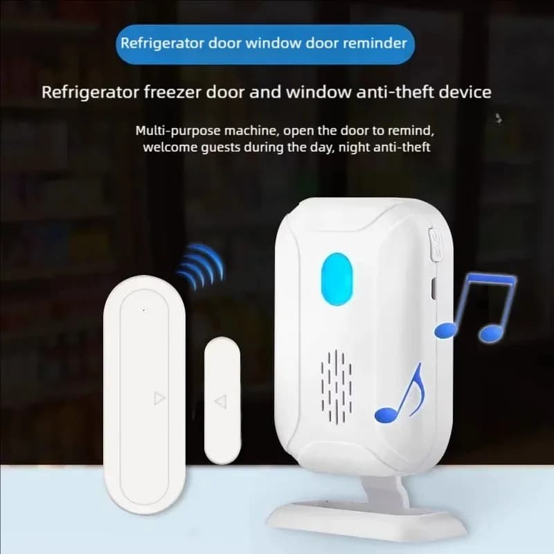 Sensore di allarme magnetico wireless per porte e finestre con ricevitore Allarme di sicurezza Campanello di benvenuto Promemoria apertura porta frigorifero