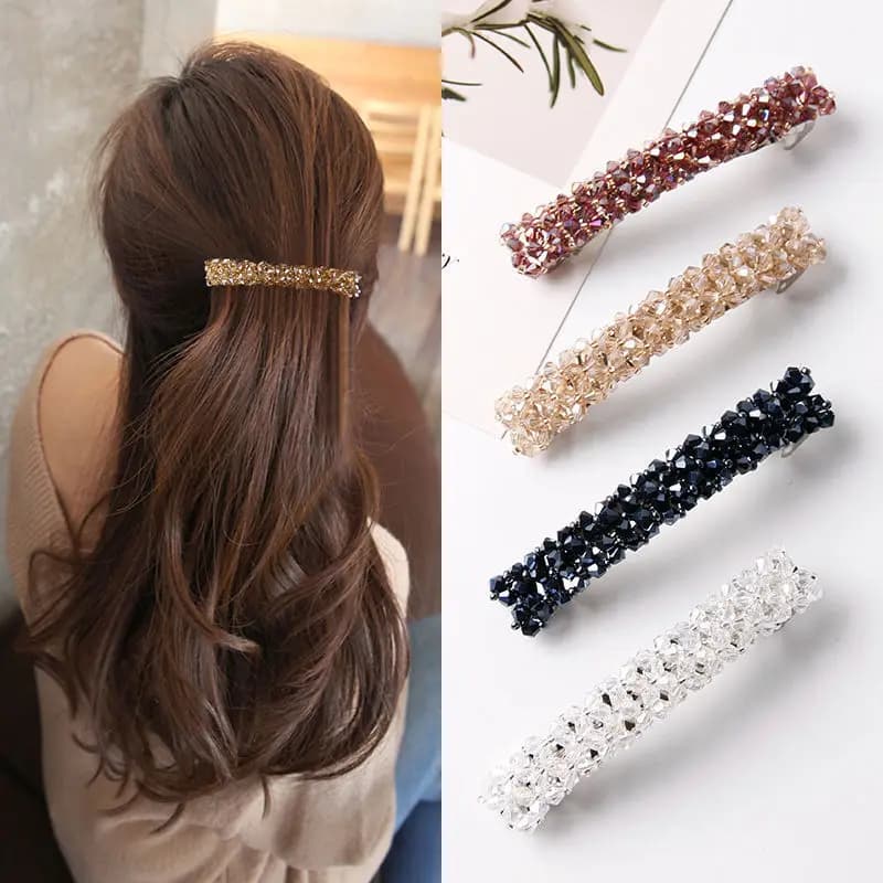 Super Beautiful ~ Hair Clip Accessories with Diamond Headdress Flash Four Clip Files with Braided Edge Online Crystal Fish Exquisite One-wo