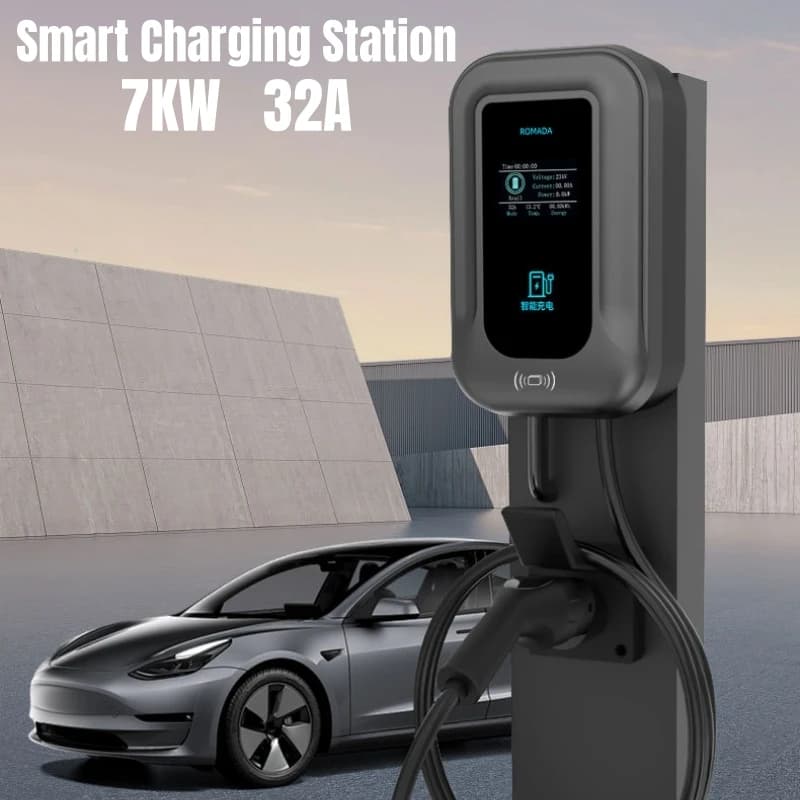 Caricatore EV Tipo 1 EVSE Wallbox 32A 7KW Monofase SAE J1772 per Ricarica Veicoli Elettrici con Controllo Tramite Scheda e App per Auto Elettriche