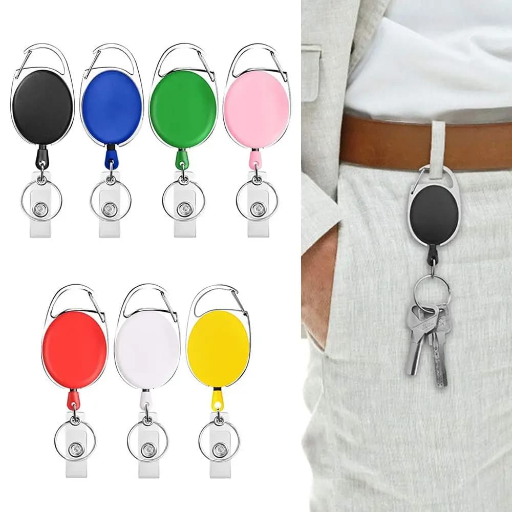 Cord Belt Office Cord Clip Keychain Name Tag Key Holder Card Identity Key Holder Retractable Retractable Drawstring Keychain badge