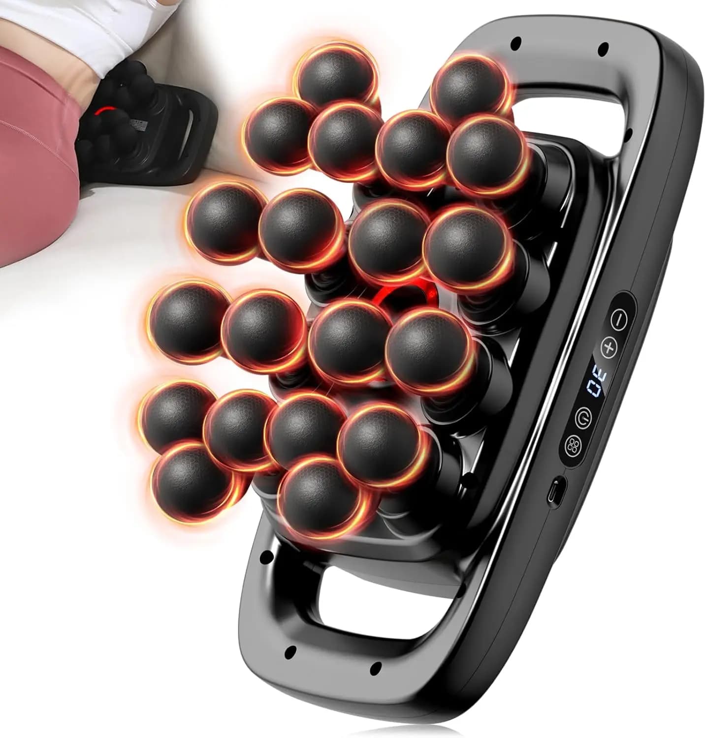 Portable Massage Gun 2026 Updated with 20 Heads, 3 Modes, 30 Intensity, Silent, for Muscular Massage and Percussion Back