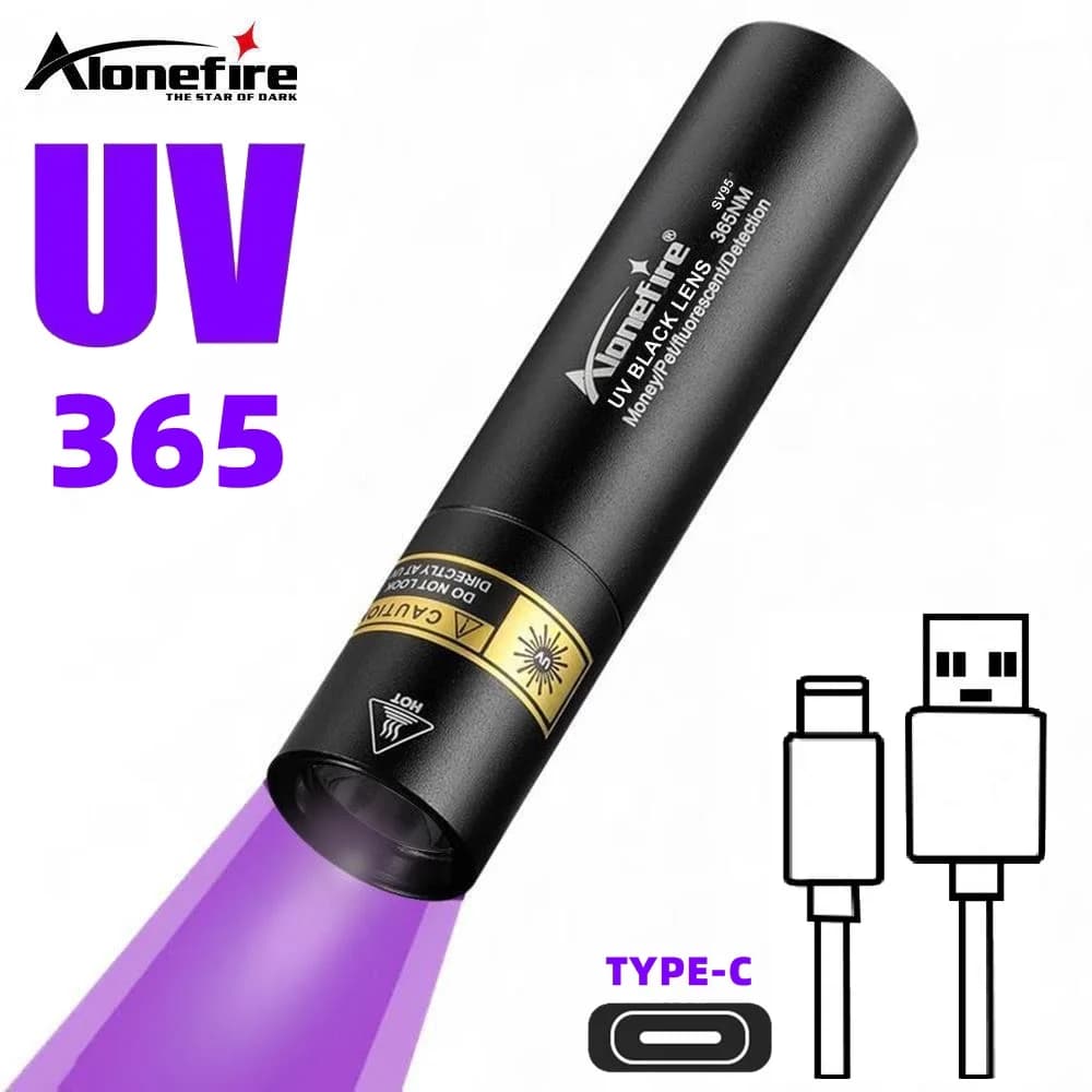 Torcia UV ad alta luminosità 365nm lampada UV ricaricabile a raggi ultravioletti per cane gatto macchie secche cimici del letto resina SV95