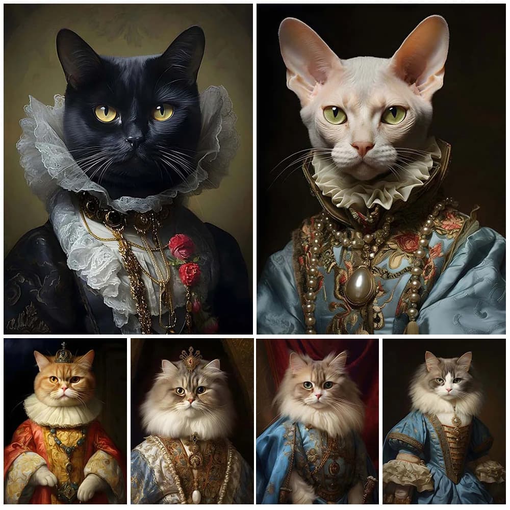 Personalizzato cane gatto animali ritratto principessa Poster immagini a parete per soggiorno Poster Vintage Wall Art Canvas Painting Unframed