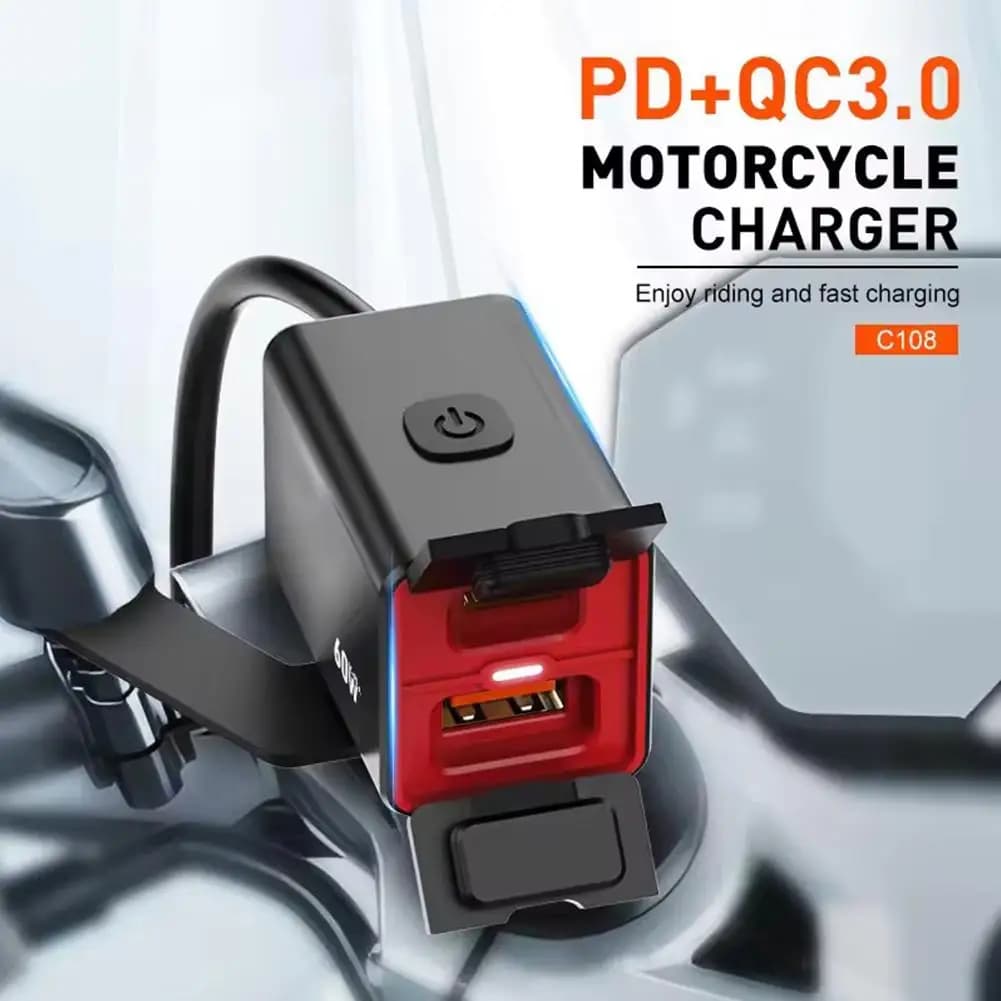 USB C fast charger for motorcycle Premium Pd + qc3.0 Charger 60w 12v/24v Phone Adapter C mounted on vehicle Type Mobile phone Waterproof Soc A0a9