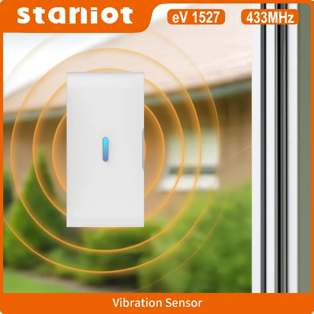 Staniot 433 mhz Rilevatore di vibrazioni Sensore finestra Pulsante SOS Dispositivo antifurto domestico Sensore rottura vetro wireless Allarme di sicurezza