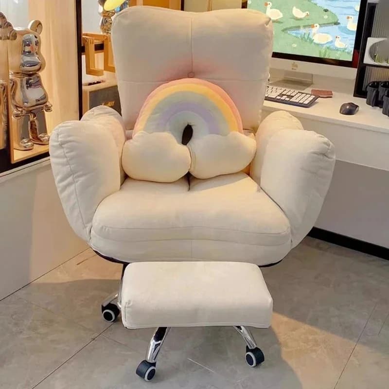 Braccioli fissi larghi in tessuto morbido Sedia da scrivania da gioco per la casa Sedia da ufficio ergonomica spessa in pelle Sedie da divano per computer da gioco regolabili