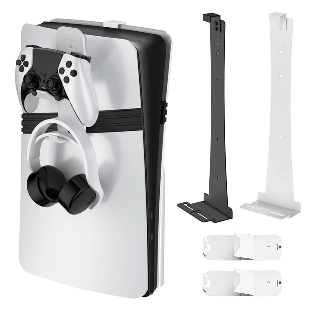 For PS5/PS5 Slim/PS5 Pro Console Wall Mount Storage Hook Set Controller Headphone Hook Support for Wall Console Accessories for Games
