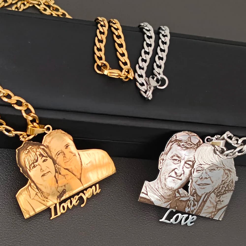 Collana personalizzata con nome fotografico per coppia Regali personalizzati Collana con ciondolo in acciaio inossidabile Gioielli Il miglior regalo per l'amato