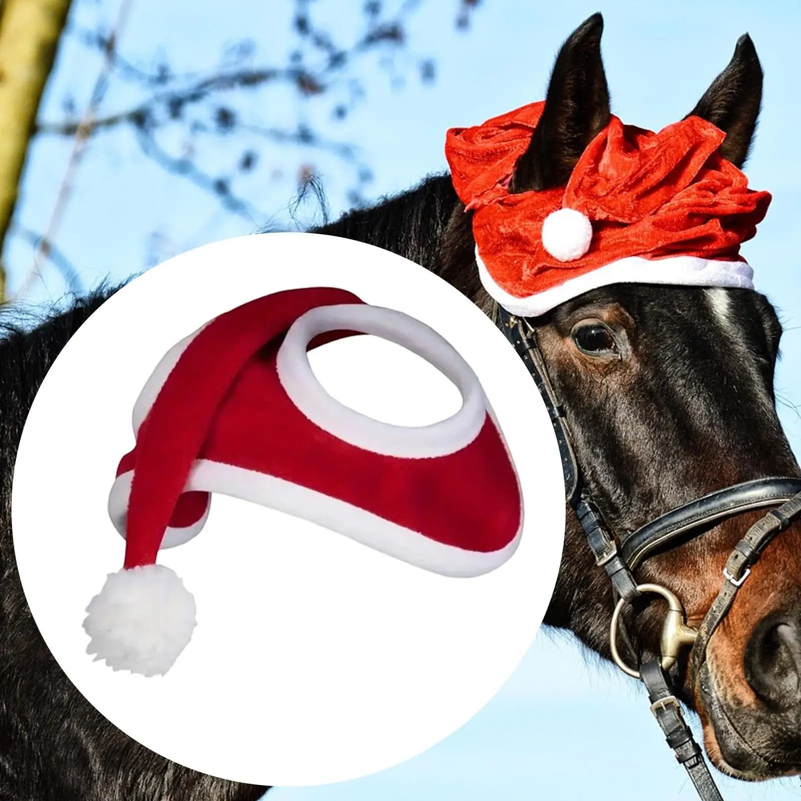 Christmas Horse Hat, Dress up, Farm Winter Photo, Cute, Breathable Riding Outfit, Holiday Decor Accessories