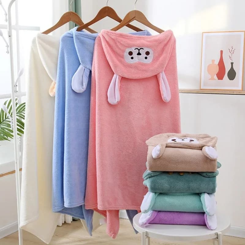 New Bathrobe with Baby Cap 2026 in Coral Apples Often Absorbent Without Pelucchi Nice Carton Animated Bathroom Accessories for Beach and Pool