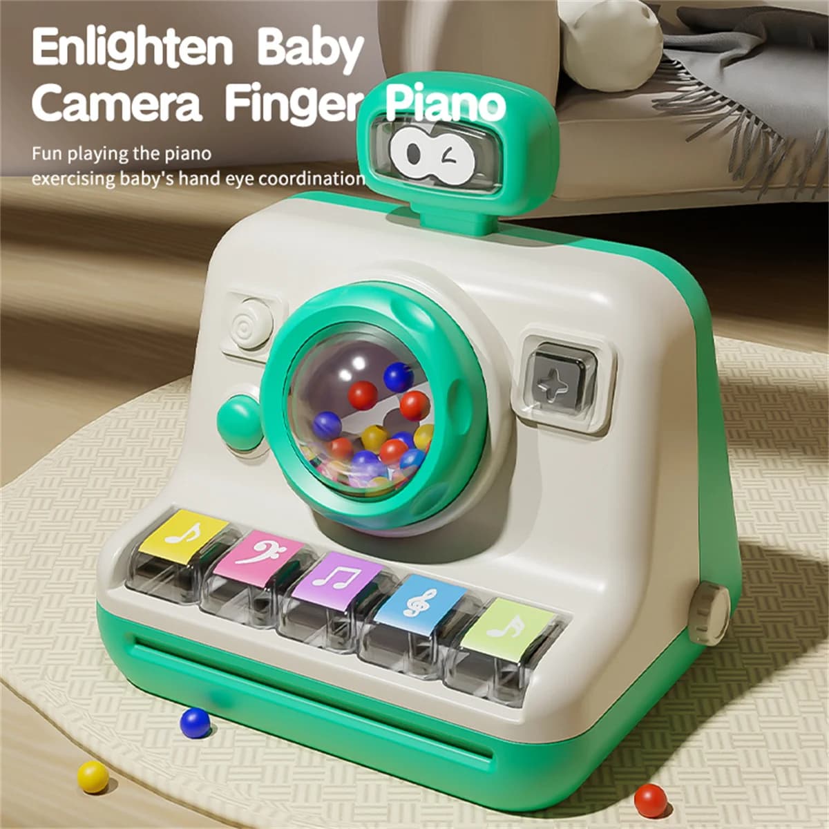 Mini pianoforte multifunzionale, giocattolo puzzle per la prima educazione del bambino, illuminazione, musica, suoneria per bambini, modello di fotocamera, pianoforte elettronico