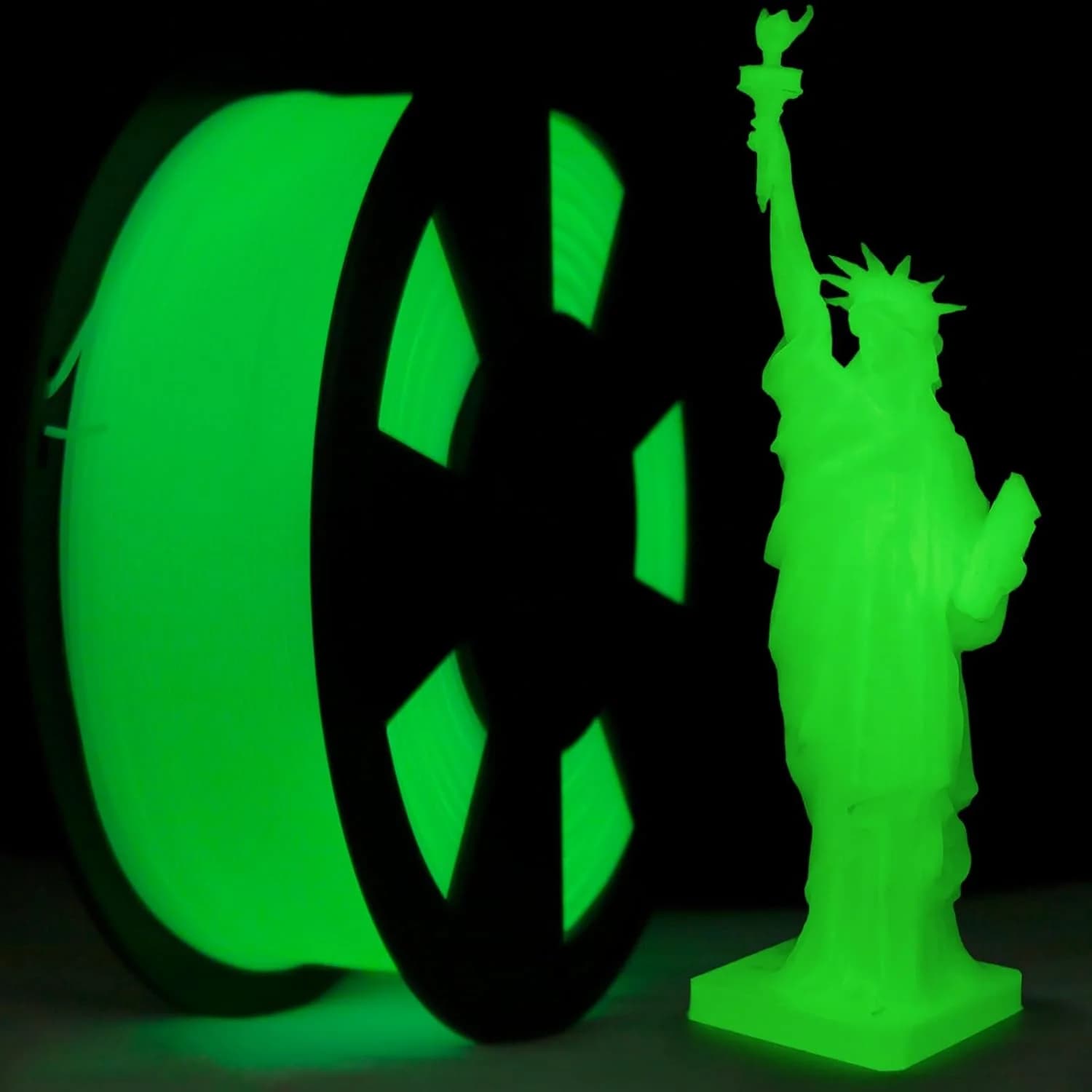 PLA Filament for 3D Fosforescent Printer 1.75mm, Green Pack, Dimensional Accuracy +/- 0.03mm, 250g for 3D Printing