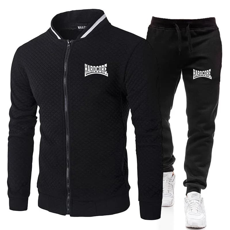 HARDCORE Set Men's Spring and Autumn Jacket, Fashion Streetwear with Rialzato Collection, Set Baseball Casual with Pockets and Hinge