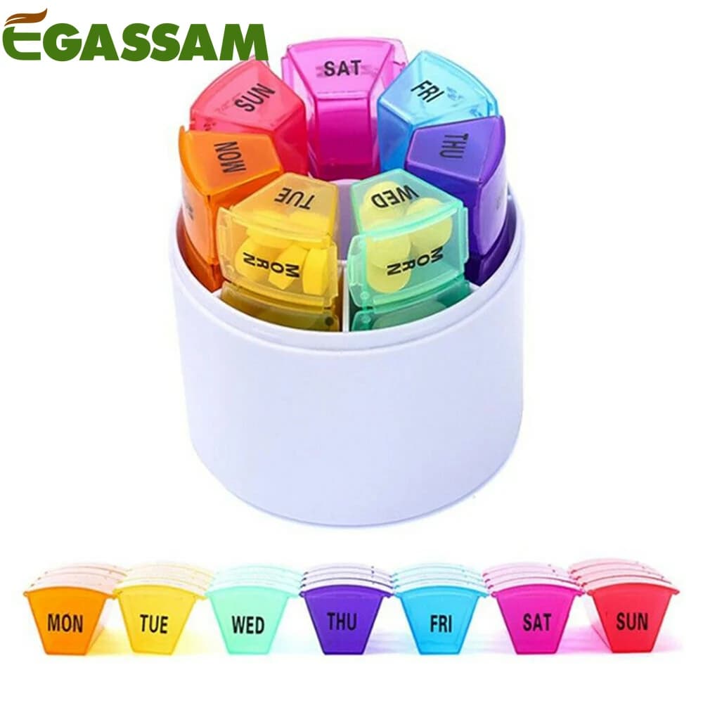 Weekly pills 4 times a day, 7-day pill holder, portable pill holder, pills organizer, fish oil supplement and vitamins