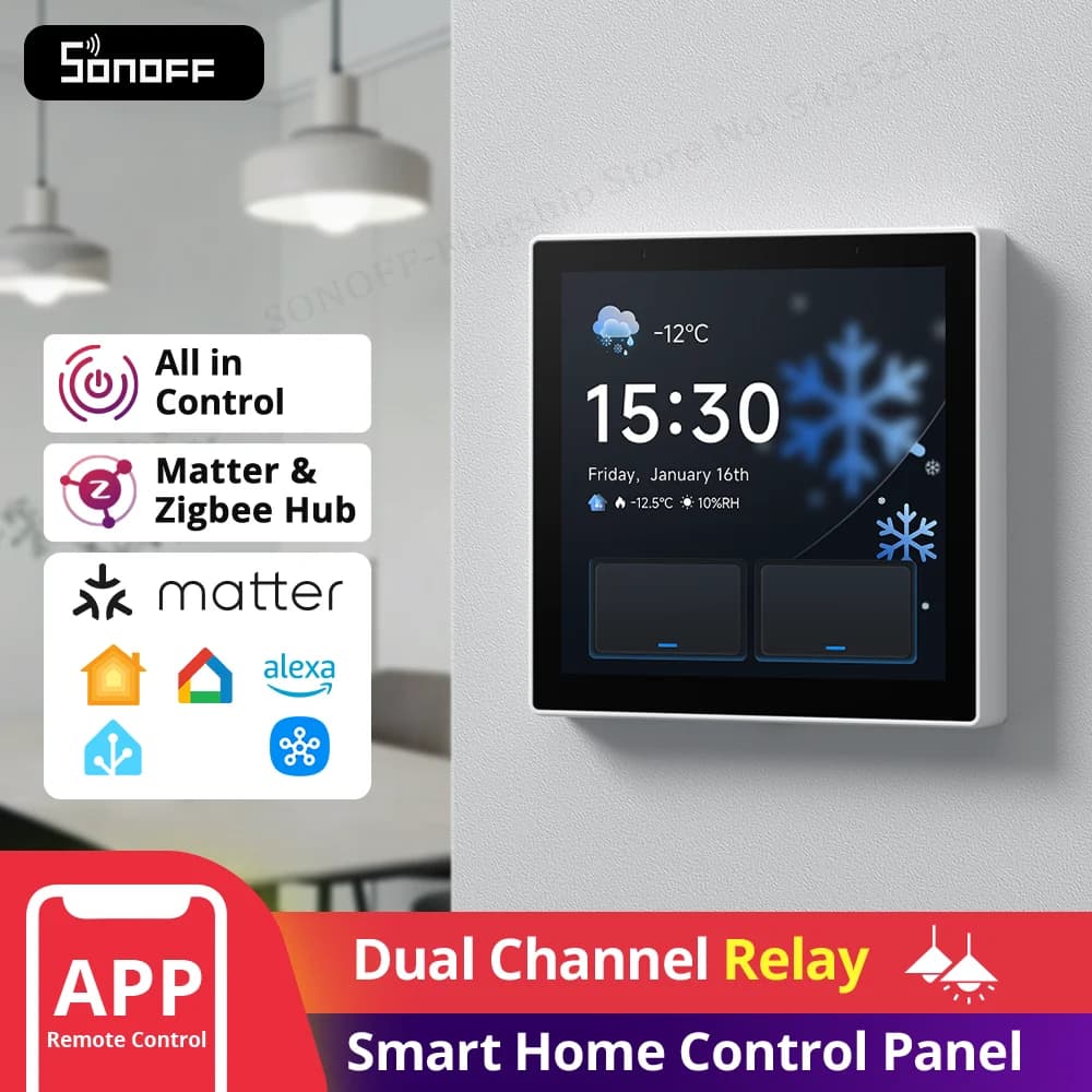 SONOFF NSPanel Pro Gen2 Pannello di Controllo Smart Home a Doppio Canale con Relè Tipo 86, Compatibilità Zigbee 3.0 Gateway Matter Bridge e Apple Home