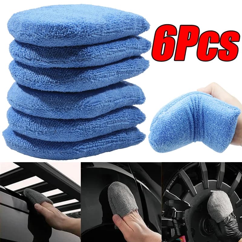 2/6 pezzi misti in microfibra per auto applicatore di cera per auto lucidatura spugna guanti applicatore di schiuma di cera accessori per dettagli auto