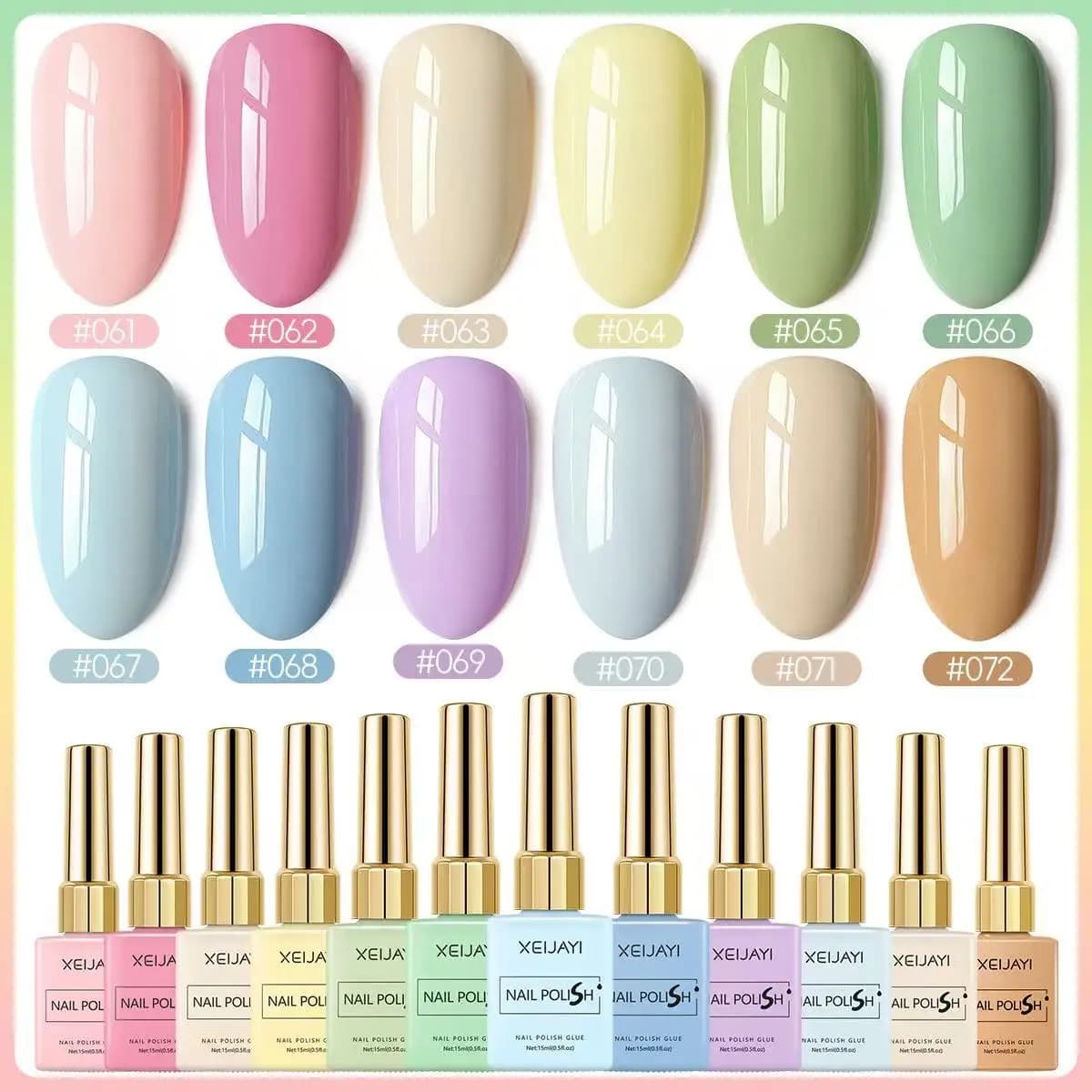 XEIJAYI Amaretto Gel Smalto per unghie Set 12 colori Lucido Brillante LED UV a lunga durata Soak Off Gel Formula senza alcool Nail Art